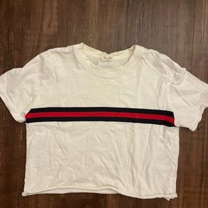 Cotton Cropped Brandy Melville Tee With Stripes